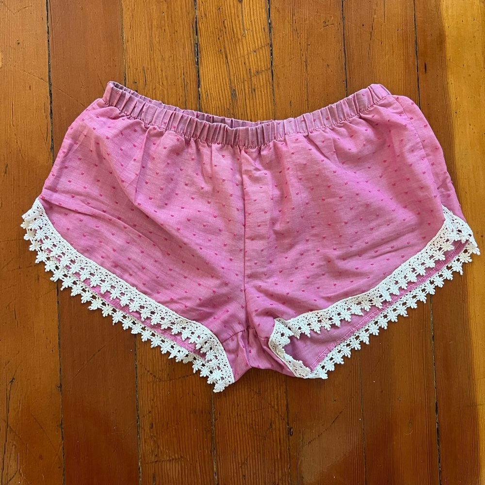 Pink Lace Trim Shorts